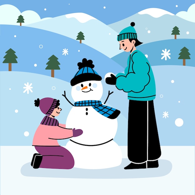 Ilustração plana de inverno