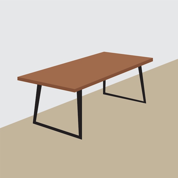 ilustração plana de mesa de madeira, vetor de mesa, mesa plana, móveis, interior, casa, elementos para casa