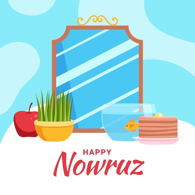 Ilustração plana de nowruz feliz