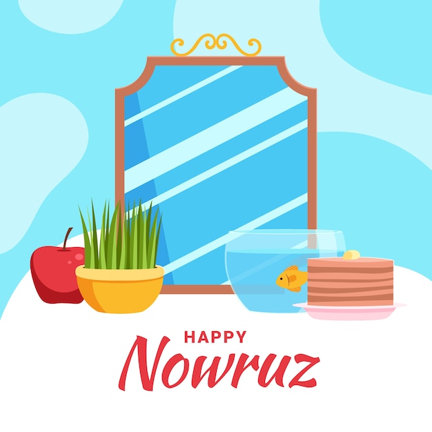 Vetor ilustração plana de nowruz feliz