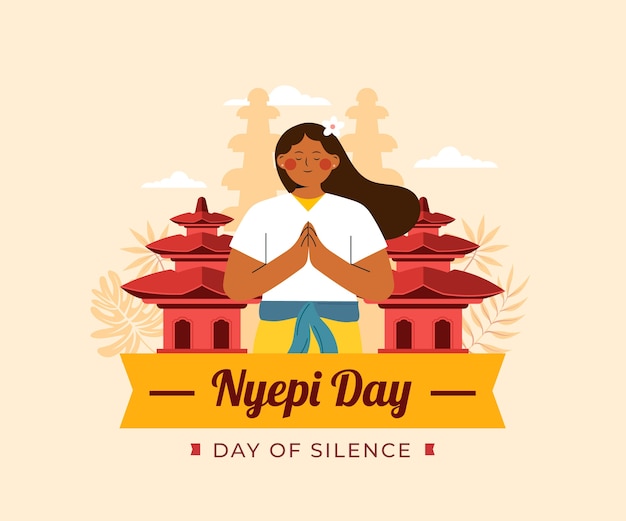 Vetor ilustração plana de nyepi