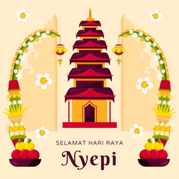 Vetor ilustração plana de nyepi