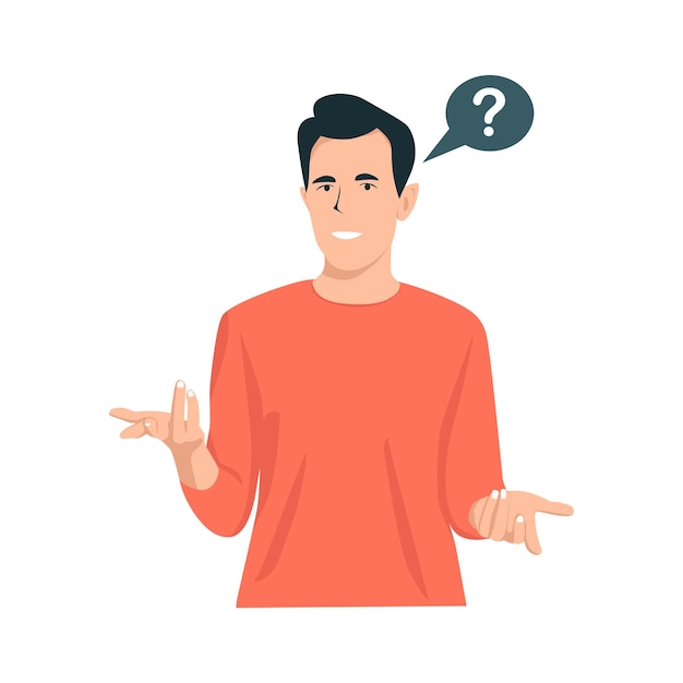 Ilustração plana de personvector de pensamento confuso
