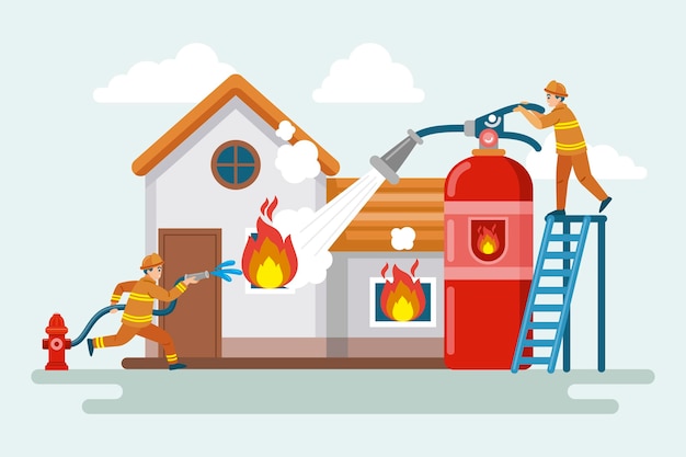 Vetor ilustração plana de prevenção de incêndio