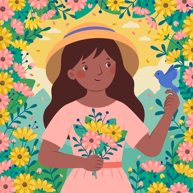 Ilustração plana de primavera