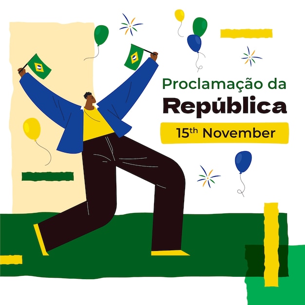 Vetor ilustração plana de proclamação da republica