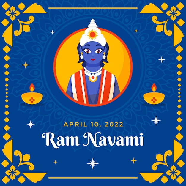 Vetor ilustração plana de ram navami