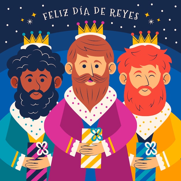 Vetor ilustração plana de reyes magos