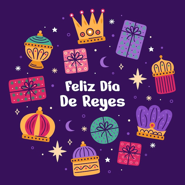 Ilustração plana de reyes magos