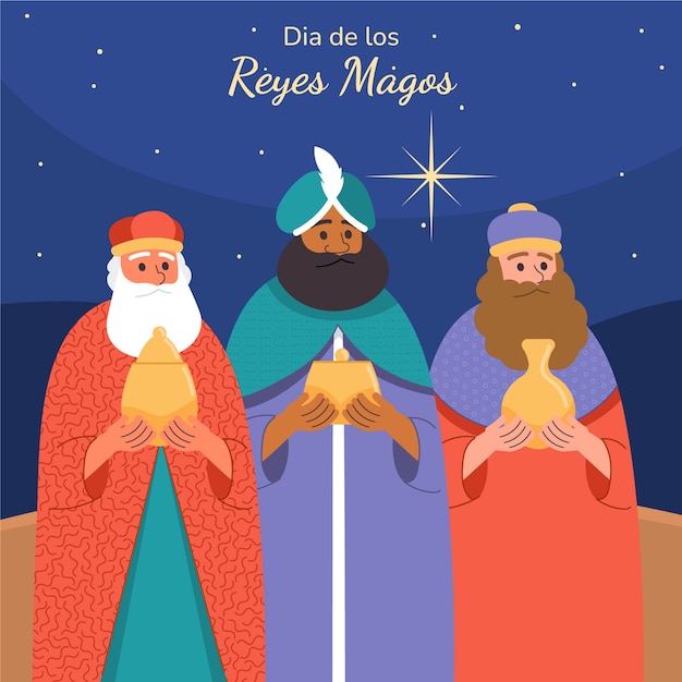 Vetor ilustração plana de reyes magos