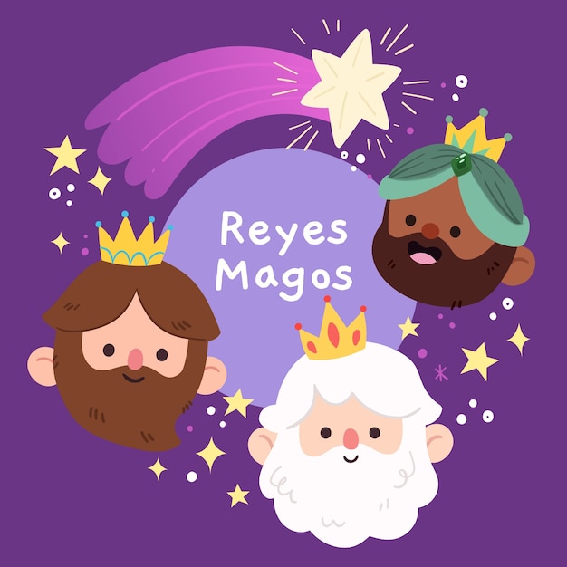 Vetor ilustração plana de reyes magos