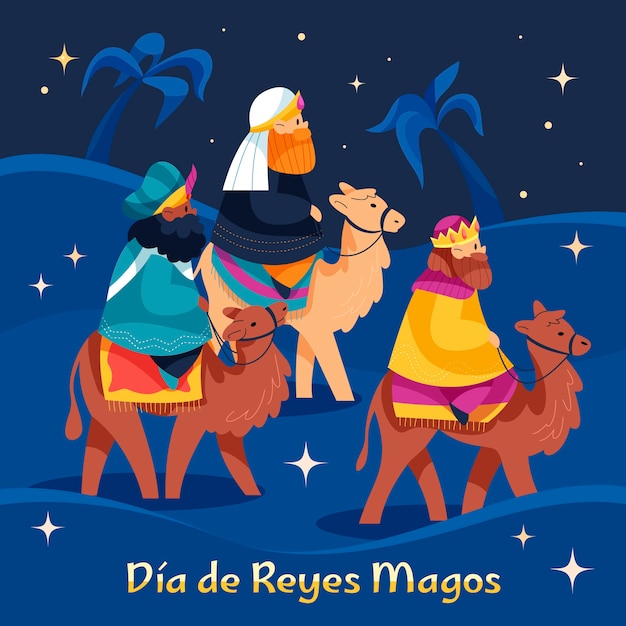 Vetor ilustração plana de reyes magos
