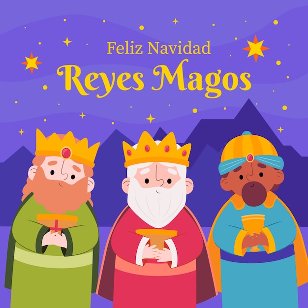 Vetor ilustração plana de reyes magos