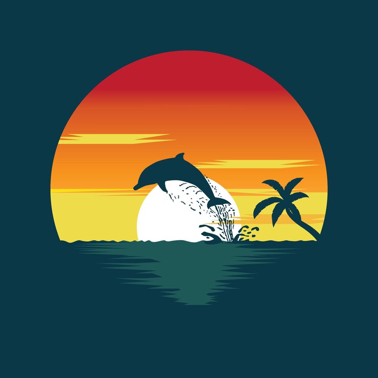 Ilustração plana de salto de golfinho