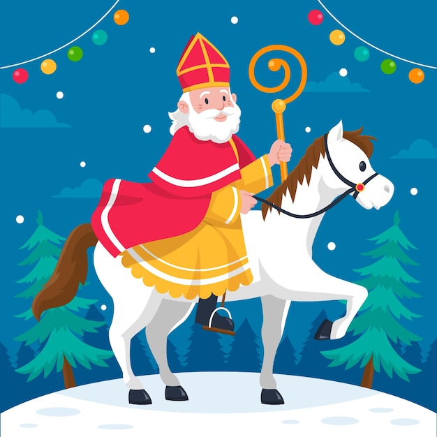 Vetor ilustração plana de sinterklaas