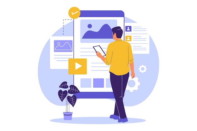 Ilustração plana de testes de usabilidade no UI UX Design