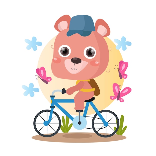 Ilustração plana de urso fofo adequada para design infantil