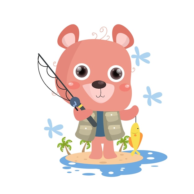 Vetor ilustração plana de urso fofo adequada para design infantil