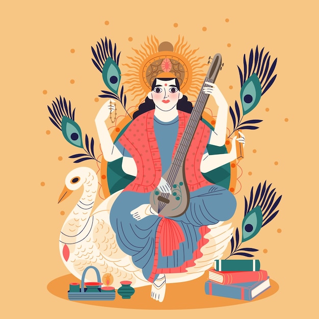 Ilustração plana de vasant panchami