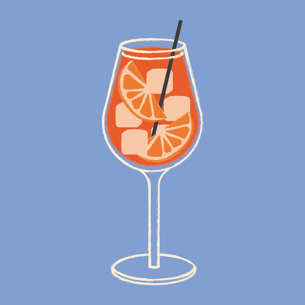 Vetor ilustração plana de vetor de coquetel aperol spritz coquetel clássico