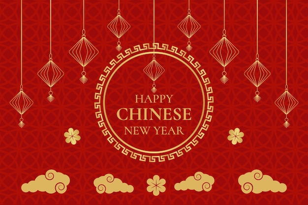 Ilustração plana do ano novo chinês