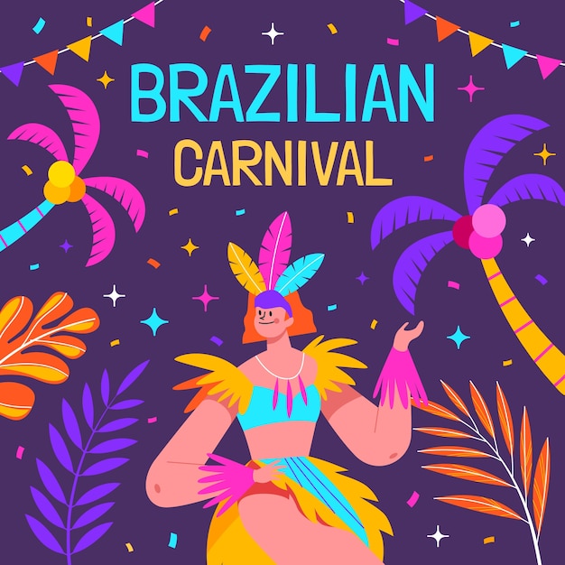 Vetor ilustração plana do carnaval brasileiro