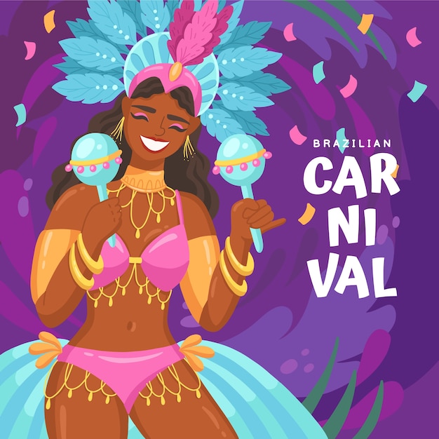 Vetor ilustração plana do carnaval brasileiro
