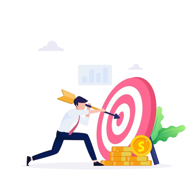 Ilustração plana do conceito de objectivo financeiro por vetor