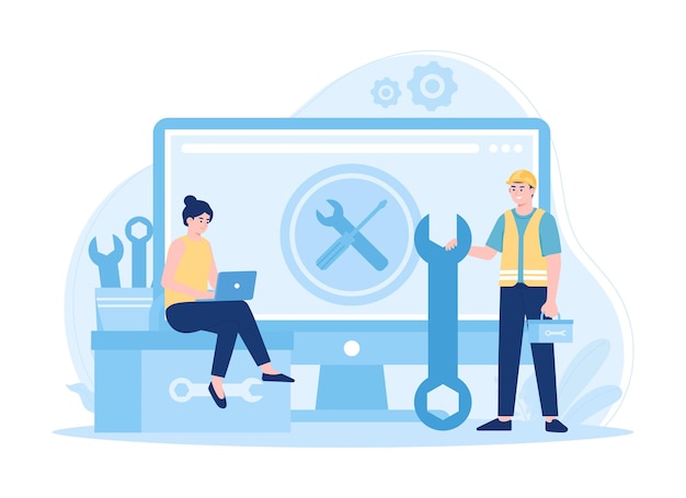 Ilustração plana do conceito de tendência de instalação de software de computador