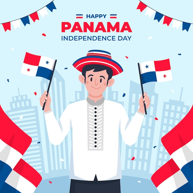 Vetor ilustração plana do dia da independência do panamá