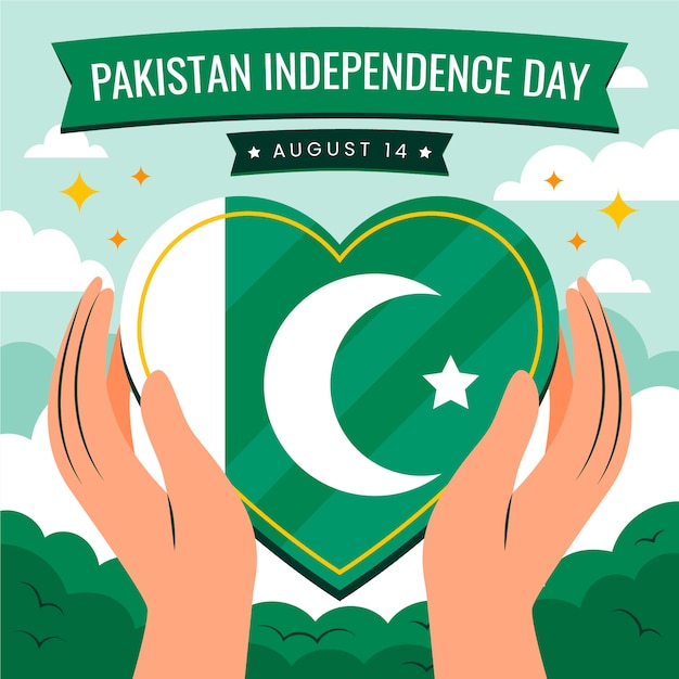 Vetor ilustração plana do dia da independência do paquistão