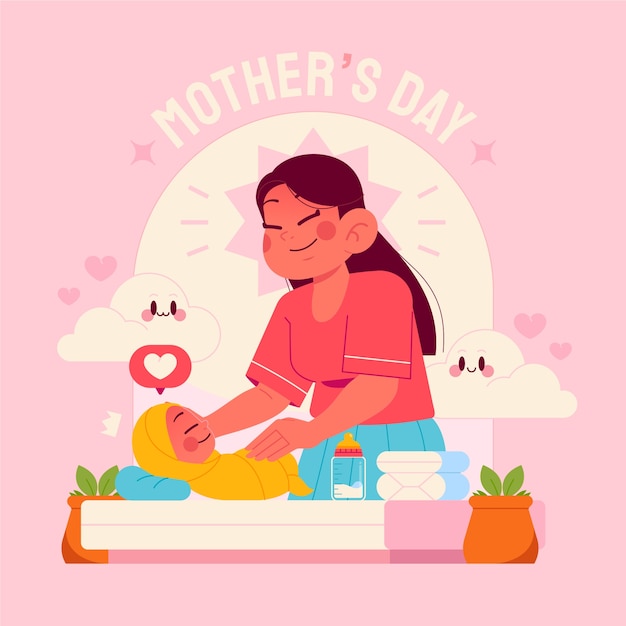 Ilustração plana do dia da mãe