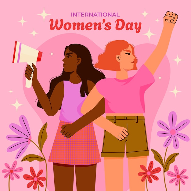 Ilustração plana do Dia da Mulher.