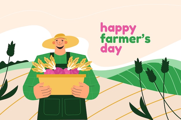 Vetor ilustração plana do dia do agricultor