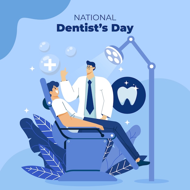 Vetor ilustração plana do dia do dentista nacional