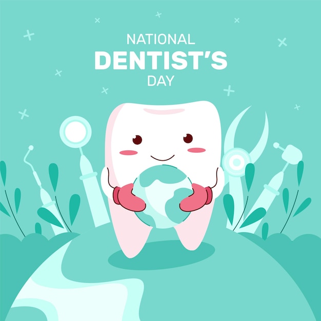 Ilustração plana do dia do dentista nacional