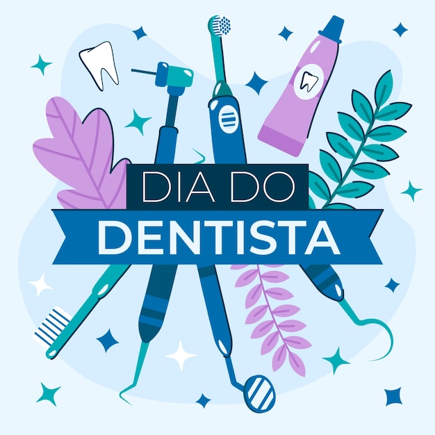 Ilustração plana do dia do dentista