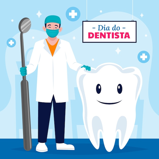 Vetor ilustração plana do dia do dentista