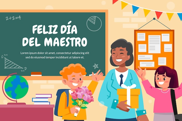 Ilustração plana do dia do professor em espanhol