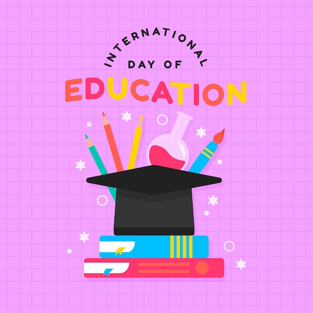 Ilustração plana do dia internacional da educação