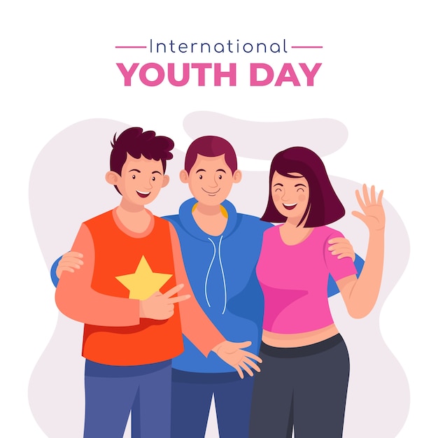 Ilustração plana do Dia Internacional da Juventude