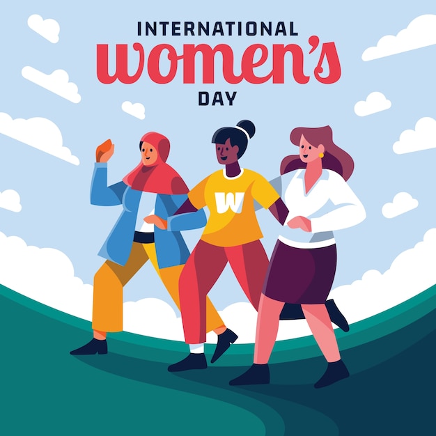 Ilustração plana do dia internacional da mulher