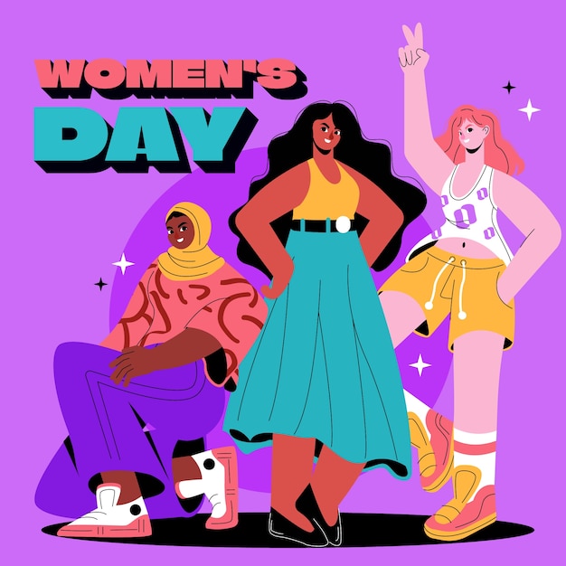 Ilustração plana do Dia Internacional da Mulher
