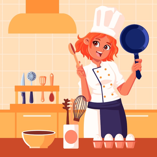 Ilustração plana do dia internacional do chef