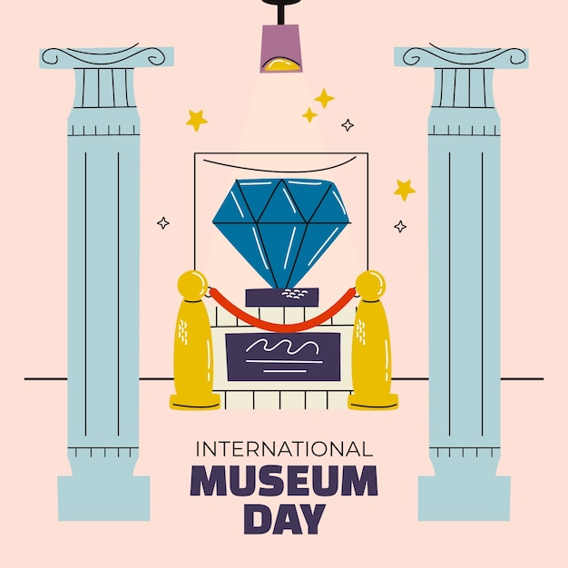 Vetor ilustração plana do dia internacional dos museus