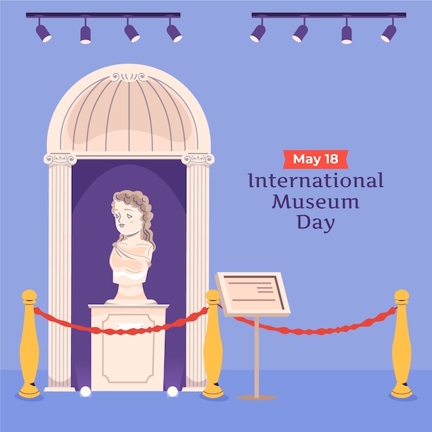 Vetor ilustração plana do dia internacional dos museus