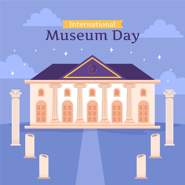 Vetor ilustração plana do dia internacional dos museus