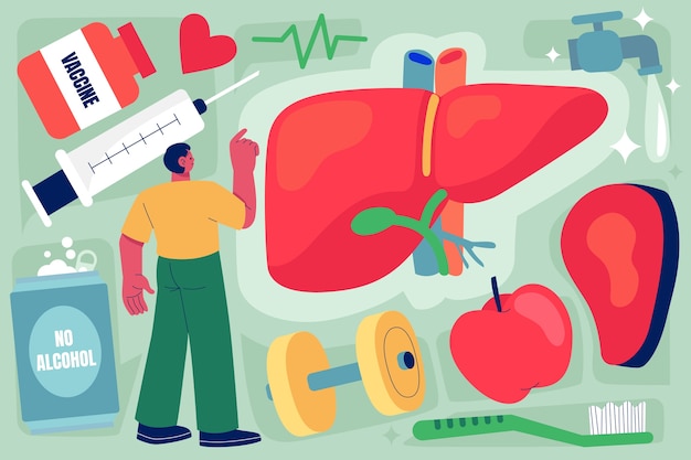 Ilustração plana do Dia Mundial da Hepatite