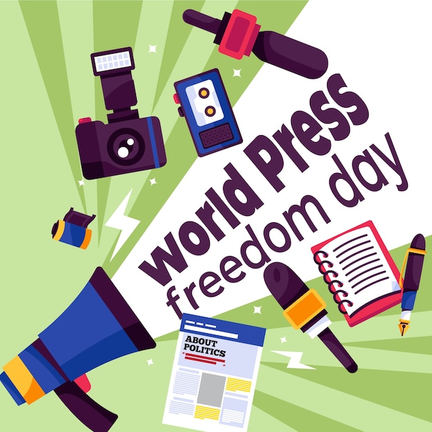 Ilustração plana do Dia Mundial da Liberdade de Imprensa