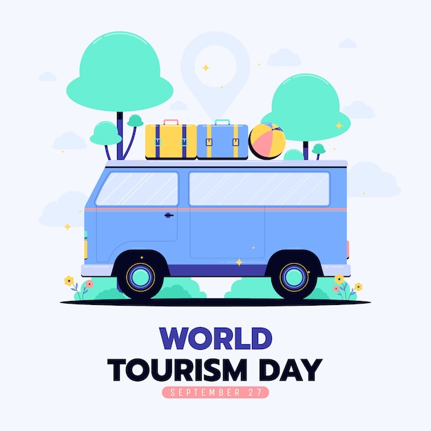 Ilustração plana do dia mundial do turismo